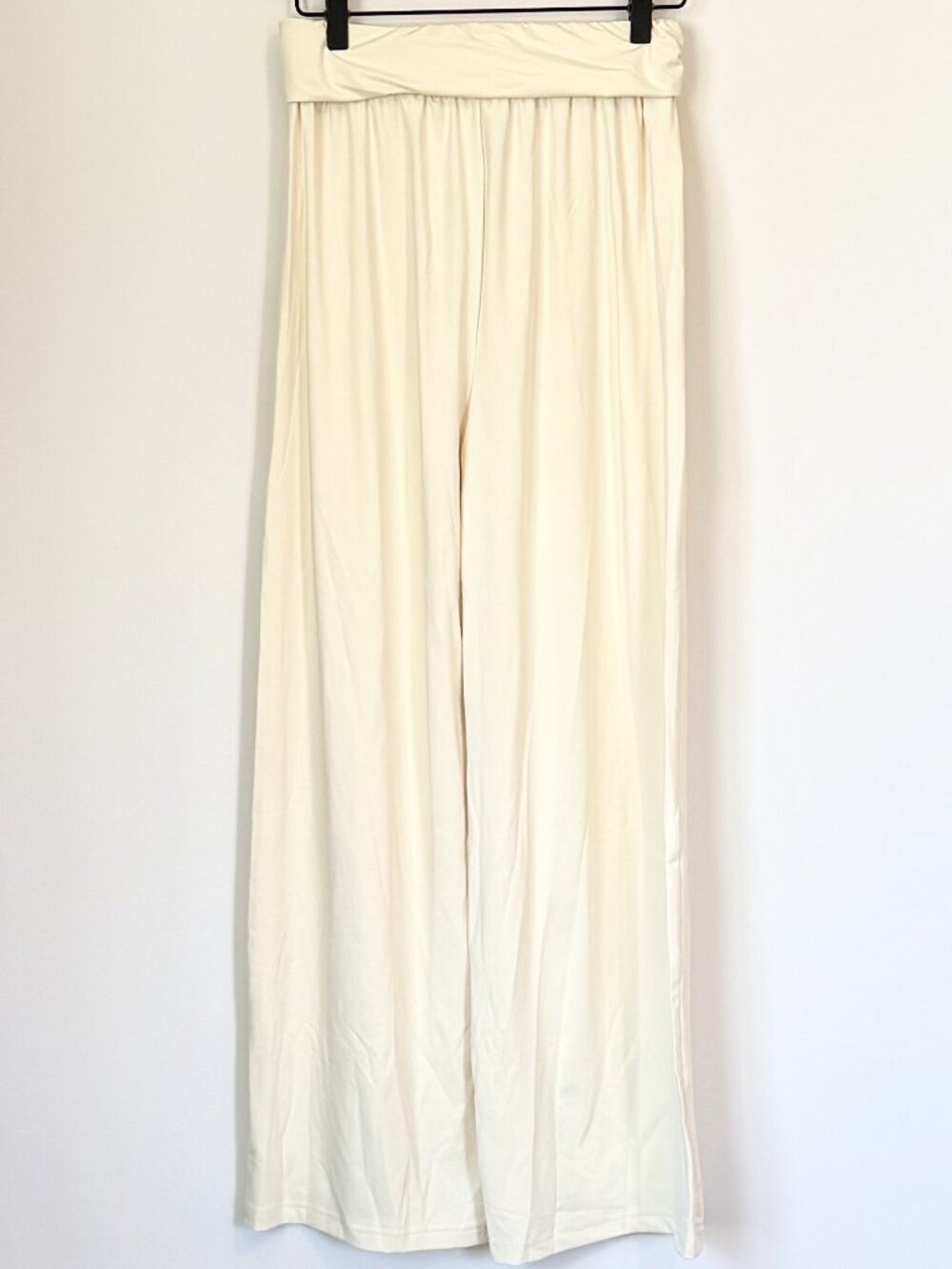 NWT Cupshe Light Yellow Wide Leg Jersey Pants - Size: Small - Picture 8 of 12